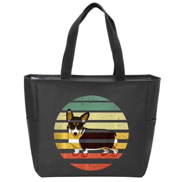 Cute Retro Black Tricolor Pembroke Welsh Corgi Dog Rbtpwc Zip Tote Bag