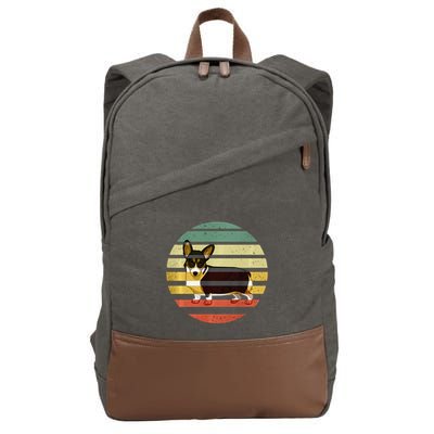 Cute Retro Black Tricolor Pembroke Welsh Corgi Dog Rbtpwc Cotton Canvas Backpack