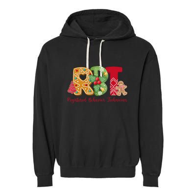 Christmas Registered Behavior Technician Rbt Aba Therapy Garment-Dyed Fleece Hoodie