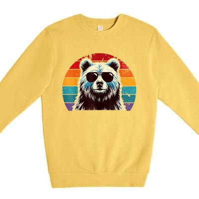 Cool Retro Bear In Sunglasses 70s 80s 90s Novelty Funny Bear Premium Crewneck Sweatshirt