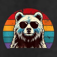 Cool Retro Bear In Sunglasses 70s 80s 90s Novelty Funny Bear 7 Panel Mesh Trucker Snapback Hat