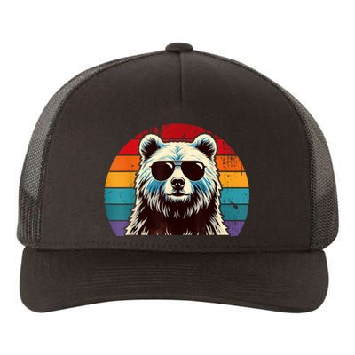 Cool Retro Bear In Sunglasses 70s 80s 90s Novelty Funny Bear Yupoong Adult 5-Panel Trucker Hat