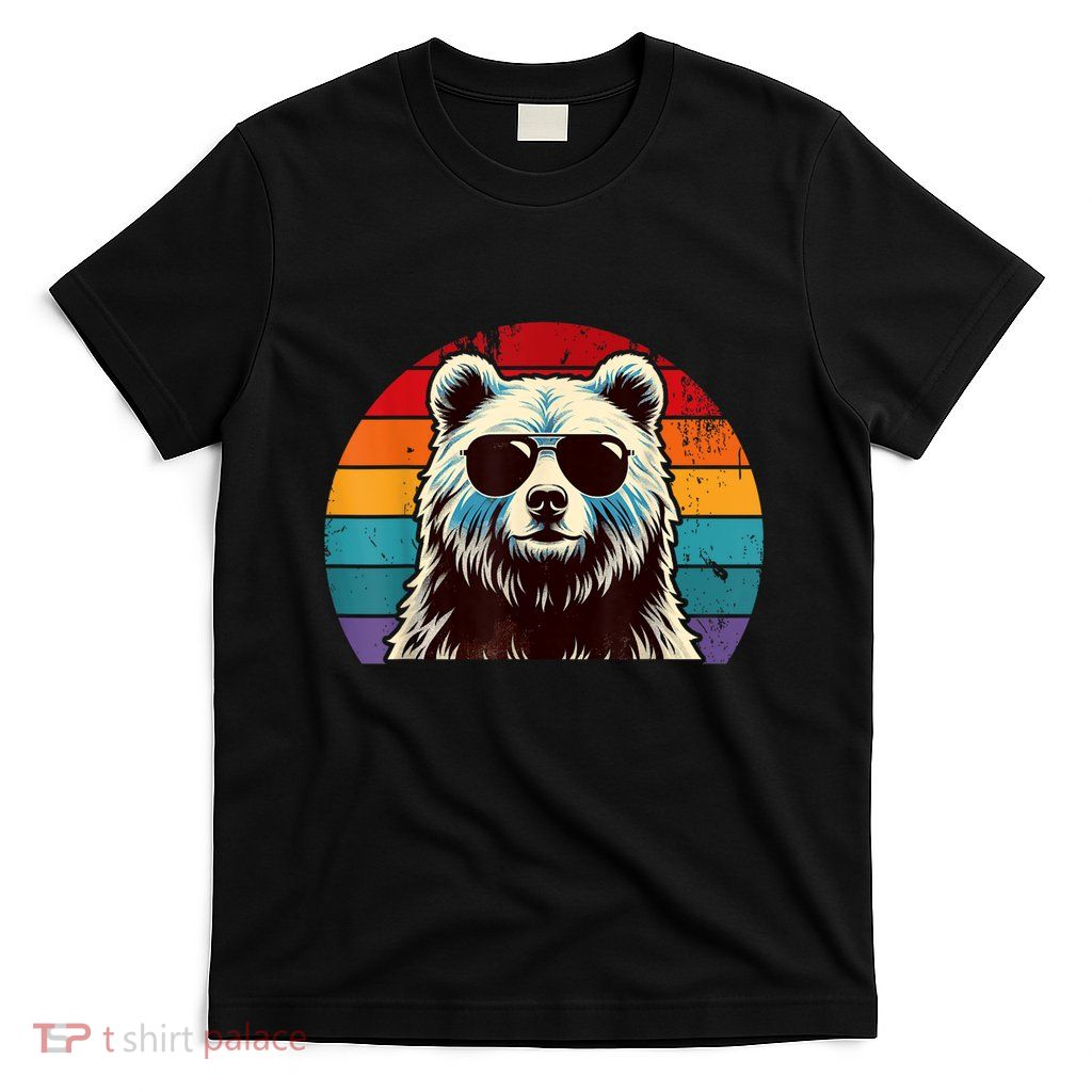 Cool Retro Bear In Sunglasses 70s 80s 90s Novelty Funny Bear T-Shirt
