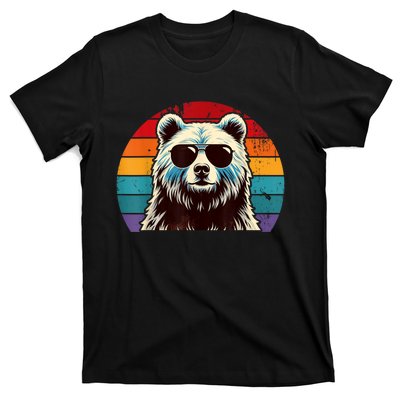 Cool Retro Bear In Sunglasses 70s 80s 90s Novelty Funny Bear T-Shirt