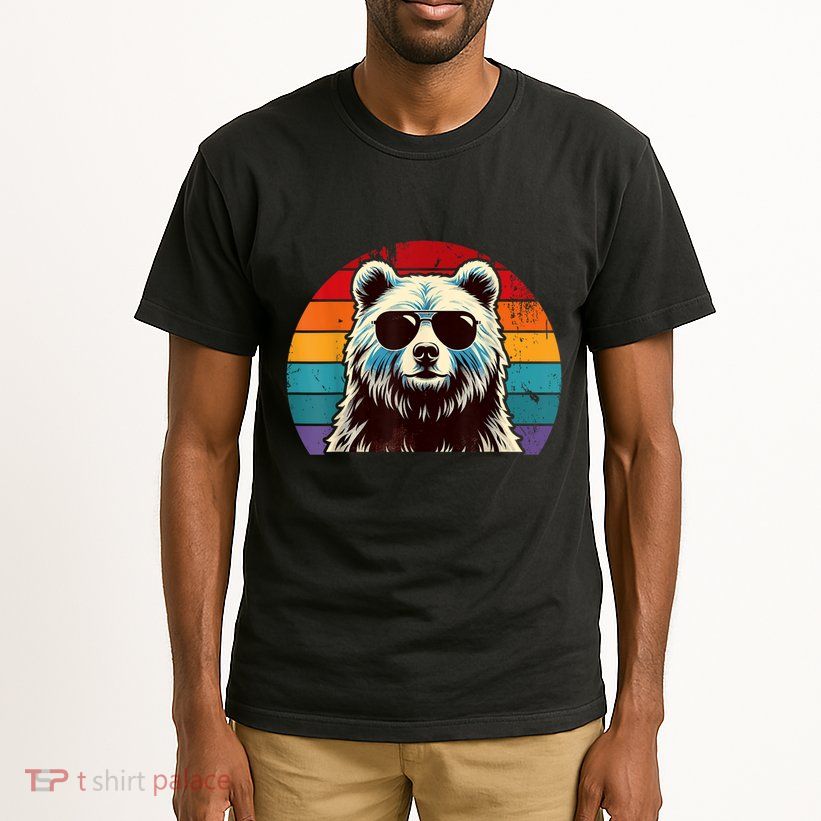 Cool Retro Bear In Sunglasses 70s 80s 90s Novelty Funny Bear Tall T-Shirt