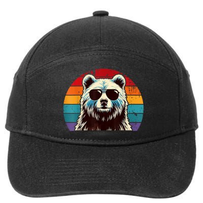 Cool Retro Bear In Sunglasses 70s 80s 90s Novelty Funny Bear 7-Panel Snapback Hat