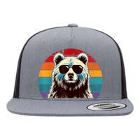 Cool Retro Bear In Sunglasses 70s 80s 90s Novelty Funny Bear Flat Bill Trucker Hat