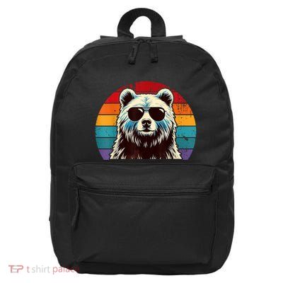 Cool Retro Bear In Sunglasses 70s 80s 90s Novelty Funny Bear 16 in Basic Backpack