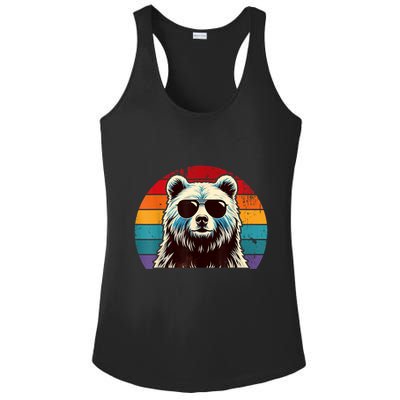 Cool Retro Bear In Sunglasses 70s 80s 90s Novelty Funny Bear Ladies PosiCharge Competitor Racerback Tank
