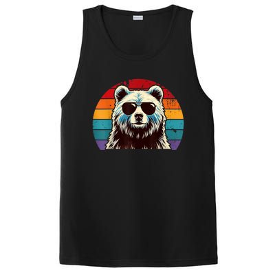 Cool Retro Bear In Sunglasses 70s 80s 90s Novelty Funny Bear PosiCharge Competitor Tank