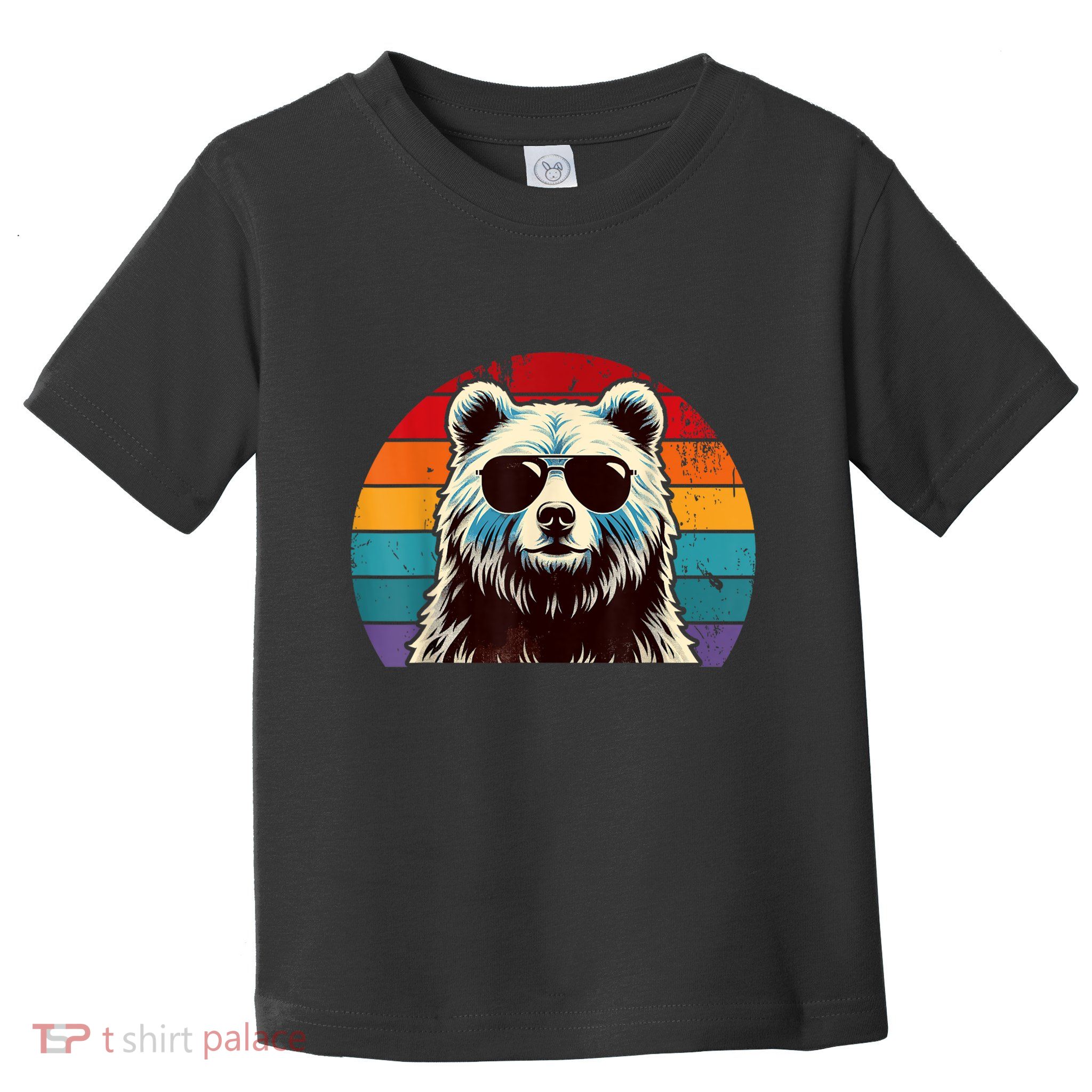 Cool Retro Bear In Sunglasses 70s 80s 90s Novelty Funny Bear Toddler T-Shirt