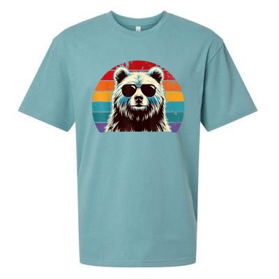 Cool Retro Bear In Sunglasses 70s 80s 90s Novelty Funny Bear Sueded Cloud Jersey T-Shirt