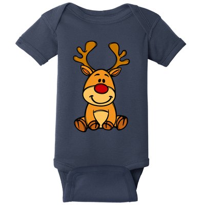 Cute Reindeer Baby Red Nose Christmas Xmas Baby Bodysuit