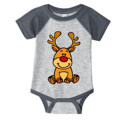 Cute Reindeer Baby Red Nose Christmas Xmas Infant Baby Jersey Bodysuit