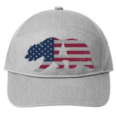 California Republic Bear American Flag 4th Of July Usa 7-Panel Snapback Hat