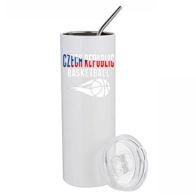 Czech Republic Basketball Lovers Jersey Czech Sport Fans Stainless Steel Tumbler