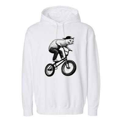 Cat Riding BMX Garment-Dyed Fleece Hoodie