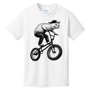 Cat Riding BMX Kids T-Shirt