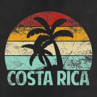 Costa Rica Beach Sunset Palm Tree Retro Vacation Costa Rica 7 Panel Mesh Trucker Snapback Hat