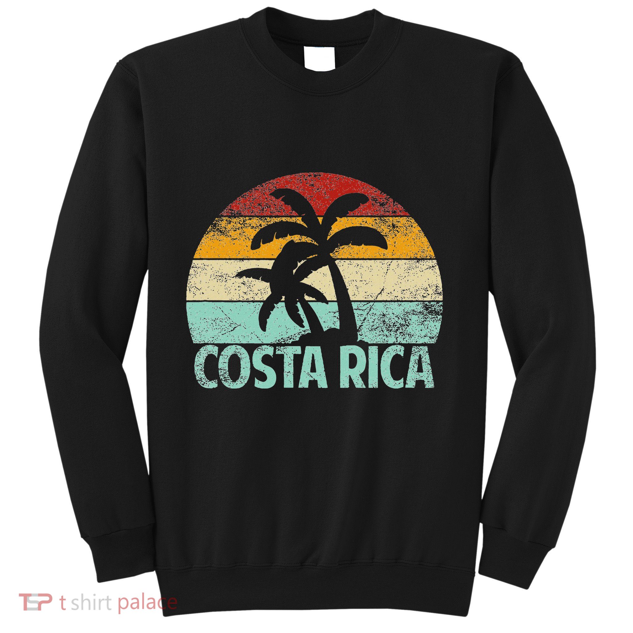 Costa Rica Beach Sunset Palm Tree Retro Vacation Costa Rica Sweatshirt