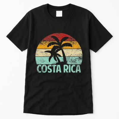 Costa Rica Beach Sunset Palm Tree Retro Vacation Costa Rica Tall T-Shirt