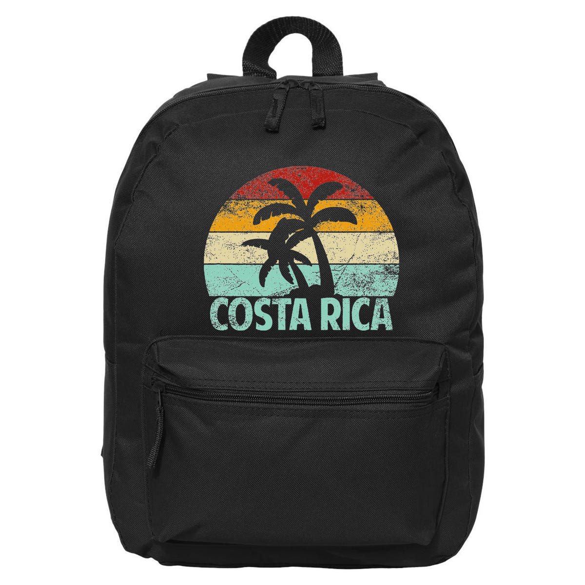Costa Rica Beach Sunset Palm Tree Retro Vacation Costa Rica 16 in Basic Backpack