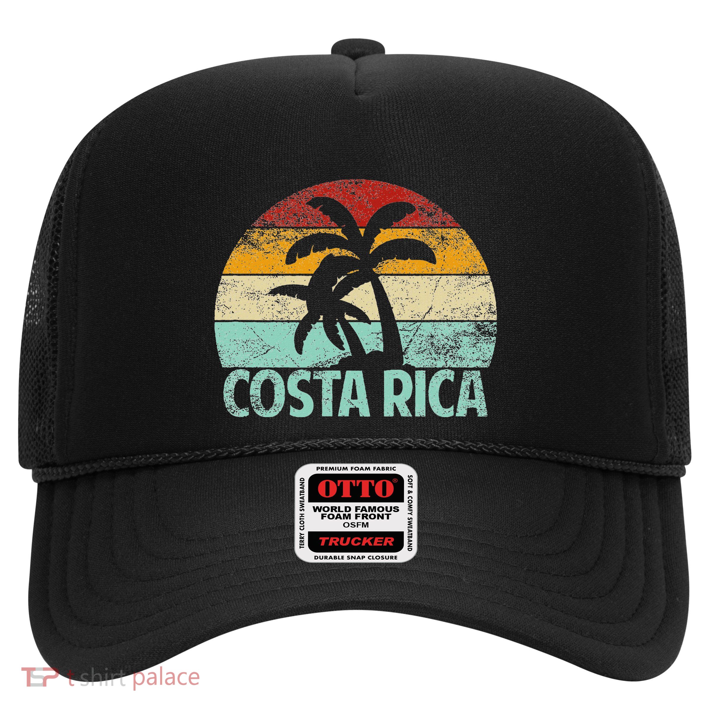 Costa Rica Beach Sunset Palm Tree Retro Vacation Costa Rica Trucker Hat