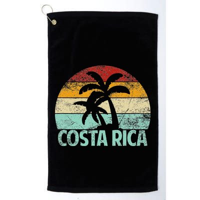 Costa Rica Beach Sunset Palm Tree Retro Vacation Costa Rica Golf Towel