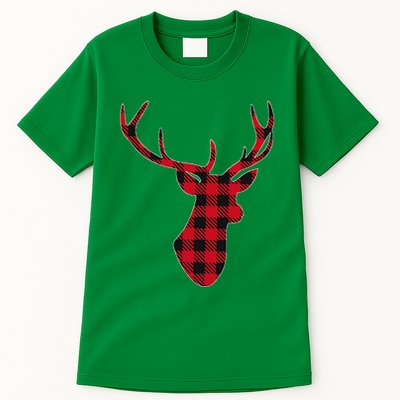 Classic Red & Black Christmas Buffalo Plaid Deer Tall T-Shirt