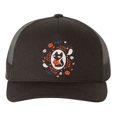 Cute Retro Black Cat Fall Halloween Yupoong Adult 5-Panel Trucker Hat