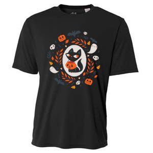 Cute Retro Black Cat Fall Halloween Cooling Performance Crew T-Shirt