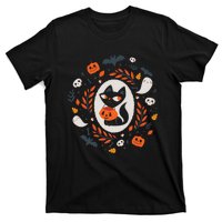 Cute Retro Black Cat Fall Halloween T-Shirt