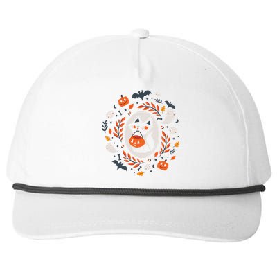 Cute Retro Black Cat Fall Halloween Snapback Five-Panel Rope Hat