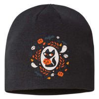 Cute Retro Black Cat Fall Halloween Sustainable Beanie