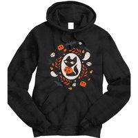 Cute Retro Black Cat Fall Halloween Tie Dye Hoodie