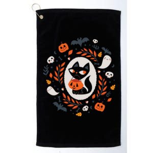 Cute Retro Black Cat Fall Halloween Platinum Collection Golf Towel