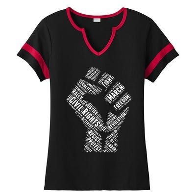 Civil Rights Black Power Fist March For Justice Ladies Halftime Notch Neck Tee