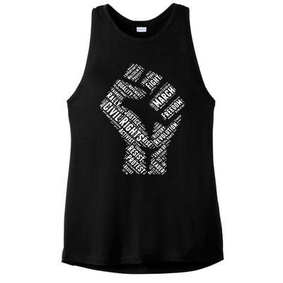 Civil Rights Black Power Fist March For Justice Ladies PosiCharge Tri-Blend Wicking Tank