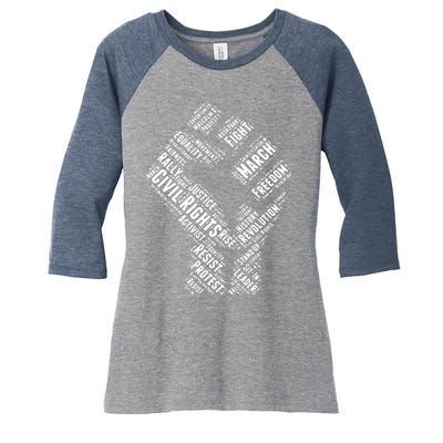 Civil Rights Black Power Fist March For Justice Women's Tri-Blend 3/4-Sleeve Raglan Shirt