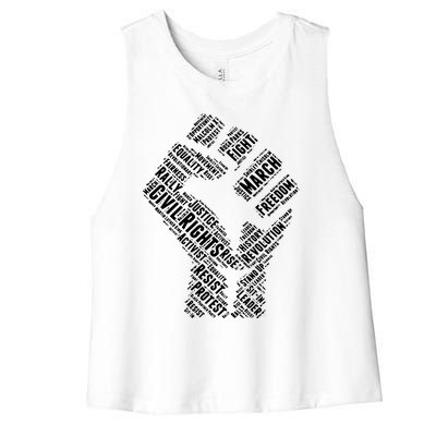 Civil Rights Black Power Fist March For Justice Women's Racerback Cropped Tank