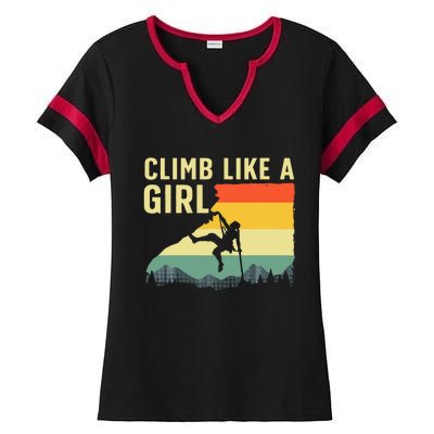 Cool Rock Climbing Mountain Rock Climbers Ladies Halftime Notch Neck Tee