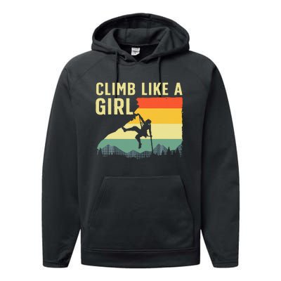 Cool Rock Climbing Mountain Rock Climbers Performance Fleece Hoodie