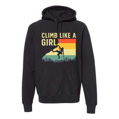 Cool Rock Climbing Mountain Rock Climbers Premium Hoodie