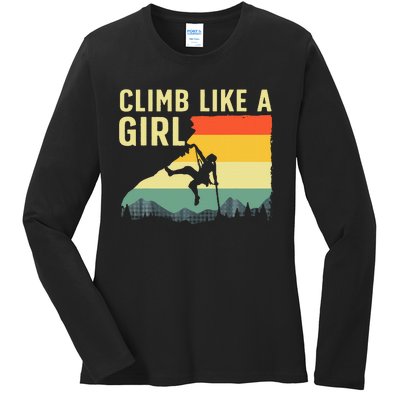 Cool Rock Climbing Mountain Rock Climbers Ladies Long Sleeve Shirt