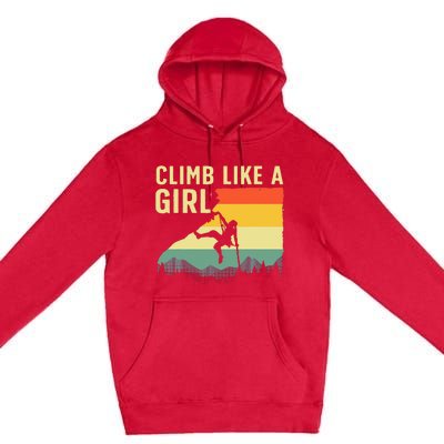 Cool Rock Climbing Mountain Rock Climbers Premium Pullover Hoodie