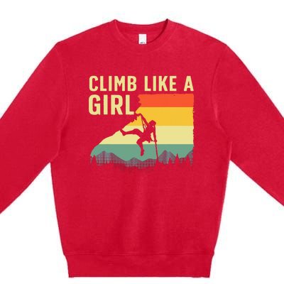 Cool Rock Climbing Mountain Rock Climbers Premium Crewneck Sweatshirt