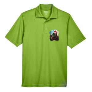 Cool Retro Christmas Big Foot Sasquatch Santa Claus Men's Origin Performance Pique Polo