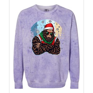 Cool Retro Christmas Big Foot Sasquatch Santa Claus Colorblast Crewneck Sweatshirt