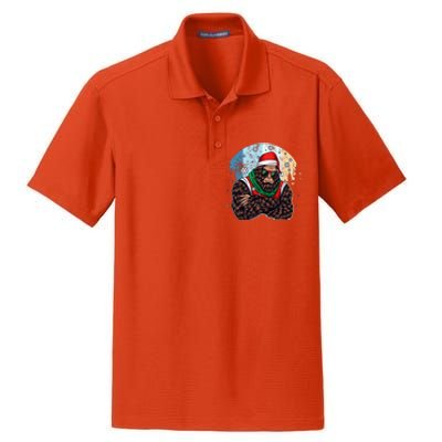 Cool Retro Christmas Big Foot Sasquatch Santa Claus Dry Zone Grid Polo