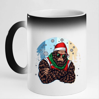 Cool Retro Christmas Big Foot Sasquatch Santa Claus 11oz Black Color Changing Mug